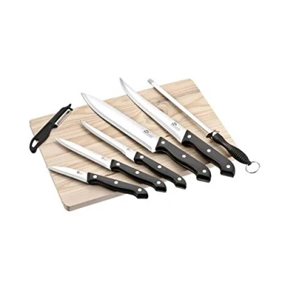 Afbeelding van Pradel Excellence BLISTER 5 keukenmessen, 1 dunschiller, geweer met houten plaat