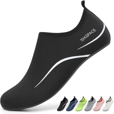 Afbeelding van Sixspace Badschoenen voor dames en heren, waterschoenen, zwemschoenen, strandschoenen, blotevoetenschoenen, maat 34 47, 487, zwart., 38 EU