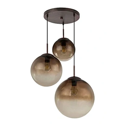 Afbeelding van Hanglamp met 3 hangers bollen / Amber Bruin