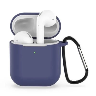 Afbeelding van AirPods siliconen hoesje voor 1/2 Blauw + handige clip