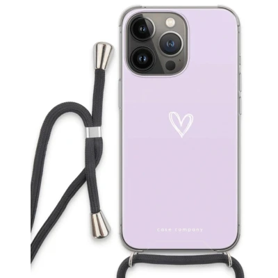 Afbeelding van Case Company® iPhone 13 Pro hoesje met Koord Klein hartje paars Telefoonhoesje Zwart Extra Bescherming aan alle Kanten en Over de Schermrand