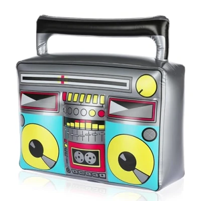 Afbeelding van FunX Opblaasbare Ghetto Blaster Boom Box Retro Disco accessoires voor carnaval, feestjes en verkleedpartijen Jaren 80 90 Assi, hiphop outfit, grote set