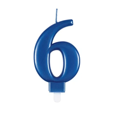 Afbeelding van Unique 19616 verjaardagskaars getalvormig 15 9 cm, blauw, metallic, 1 stuk
