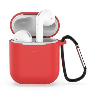 Afbeelding van AirPods siliconen hoesje voor 1/2 Rood + handige clip
