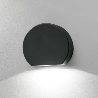 Afbeelding van Ronde LED buitenwandlamp Pill in donkergrijs