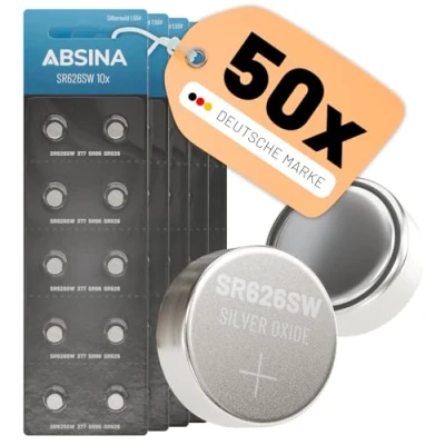 Afbeelding van ABSINA SR626SW 377 / SR66 SR626 AG4 5 stuks 1,55 V zilveroxide knoopcellen knoopcellen, lekvrij en lange levensduur