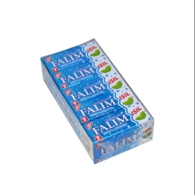 Afbeelding van Falim 5 verpakkingen van 20 natuurlijke suikervrije kauwgom met carbonaat, koelknop, lange levensduur, frisse ademhaling, blauw, suikervrij