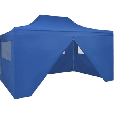 Afbeelding van Vouwtent pop up met 4 zijwanden 3x4,5 m blauw