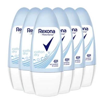 Afbeelding van Rexona Cotton Dry Deodorant Roll on dames, 50 ml, verpakking van 6 (6 x ml)