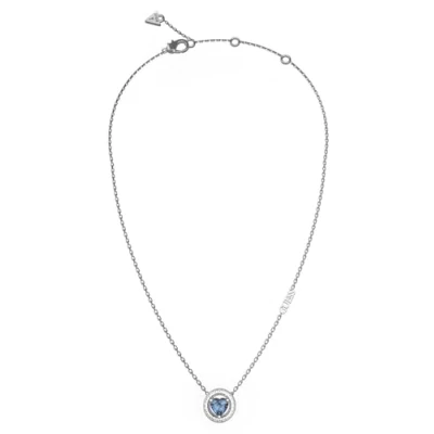 Afbeelding van Guess JUBN04667JWRHLST U solitaire halsketting voor dames met hart, zilver/blauw, kristal, Kristal
