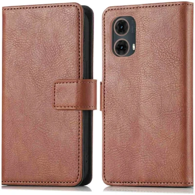 Afbeelding van imoshion Hoesje Geschikt voor Motorola Moto G85 Met Pasjeshouder Luxe Bookcase Bruin