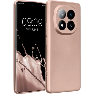 Afbeelding van kwmobile metallic telefoonhoesje van TPU geschikt voor Xiaomi Redmi Note 14 Pro+ 5G / Pro Plus Flexible case smartphone In roségoud