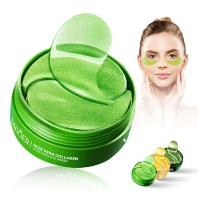 Image de Lot de 60 patchs pour les yeux à l&#039;aloe vera Contre cernes, rides, gonflements et poches sous