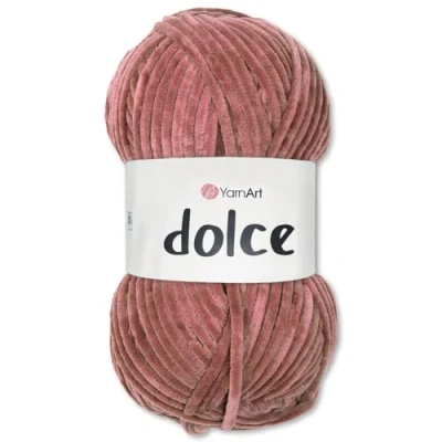 Afbeelding van Frida&#039;s Wollhaus YarnArt Dolce Bolletje Chenille breiwol, haak en amigurumi garen, 100 g, 64 kleuren, 769, oudroze/751, oudroze