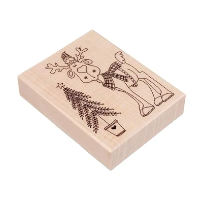 Afbeelding van Rayher houten stempel &quot;Lutin in Happy&quot;, 7 x 9 cm, kerststempel, voor het maken van kaarten, enveloppen, geschenken, motiefstempel, boterstempel, 29256000