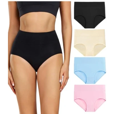 Image de Wirarpa Culotte en coton taille haute pour femme, sous vêtements multi pack, white 417, M