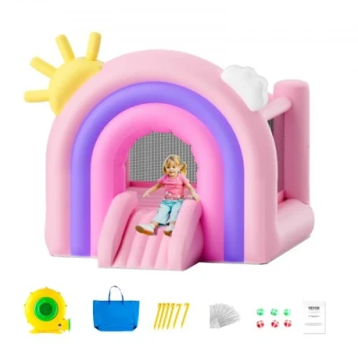 Image de VEVOR Château Gonflable, Structure Gonflable avec Souffleur, Toboggan et Sac de Rangement, Aire Jeu d’Arrière cour Plein Air, pour Enfants Âgés 3 8 ans, 280x230x230 cm, Extérieur