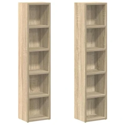 Afbeelding van Cd kasten 2 st 21x16x93,5 spaanplaat sonoma eikenkleurig