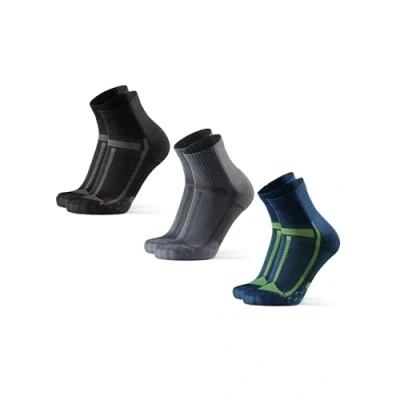 Afbeelding van DANISH ENDURANCE 3 paar hardloopsokken, lange afstand, anti blaren, ondersteuning van de voetboog, heren en dames, Veelkleurig (1 x zwart/grijs, 1 blauw/geel, grijs/zwart)
