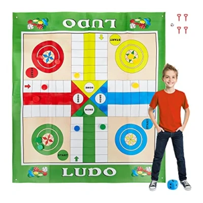 Afbeelding van Relaxdays Mens erger je niet bordspel XXL spelletje buiten 160x180 tuinspel