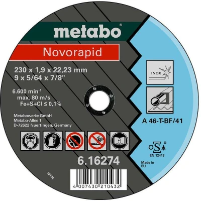 Image de METABO 616270000 meule à tronçonner droite novorapid 115x1,0x22,23 mm, acier inoxydable