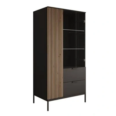 Afbeelding van Meubella Vitrinekast Marbella Zwart 100 cm