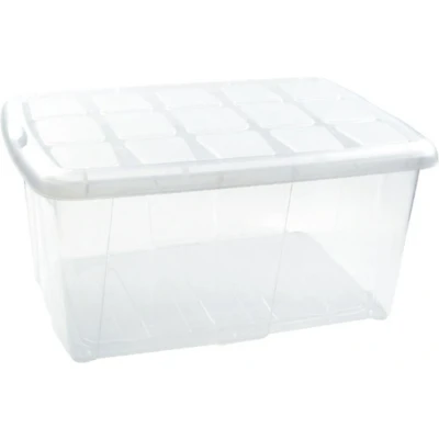 Afbeelding van 1x Opslagbakken/organizers met deksel 60 liter 63 x 46 32 transparant/wit Organizers/opbergbakken