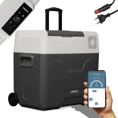 Afbeelding van AREBOS Compressor Koelbox Elektrisch 12V 230 Volt Auto 47L Temperatuurregeling via APP of LCD touchscreen met wielen