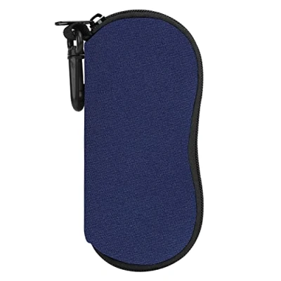 Afbeelding van MoKo Zachte tas voor zonnebril, [ultralicht] neopreen etui brillenhoes met riemclip bril, draagtas sleutels, potloden, kaarten indigo