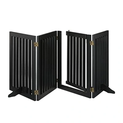 Afbeelding van Relaxdays veiligheidshekje 70 x 207 cm zonder boren met deur opvouwbaar kinderen honden zwart