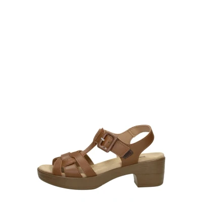 Afbeelding van SUB55 Sandalen met plateauzool, Dames, Maat: 39, Cognac Leer