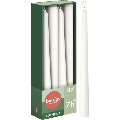 Afbeelding van Bolsius Gotische kaarsen 245/24 8 stuks per verpakking Cloudy White