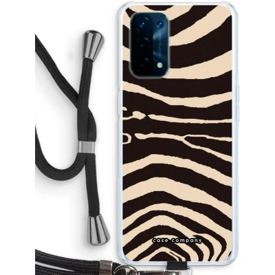Afbeelding van Case Company® hoesje met Koord geschikt voor Oppo A74 5G Arizona Zebra Telefoonhoesje Zwart Bescherming aan alle Kanten en Over de Schermrand