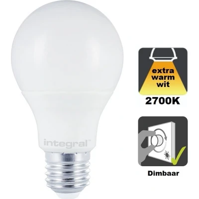 Afbeelding van Dimbare E27 Standaard LED Lamp Extra Warm Wit (2700K) 5.5 Watt, vervangt 40W Halogeen Integral
