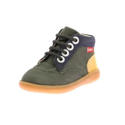 Afbeelding van Kickers Iconic Babyschoenen voor kinderen, Maat: 21, Kaki Leer