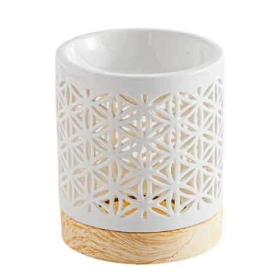 Afbeelding van Zen&#039;Aroma Keramiek Flower of Vie brander was smelt geurend handgemaakt object geluksbrenger eenvoudige aromatherapie geurverspreider modern cadeau symbolisch 50 ml H 10,5 cm