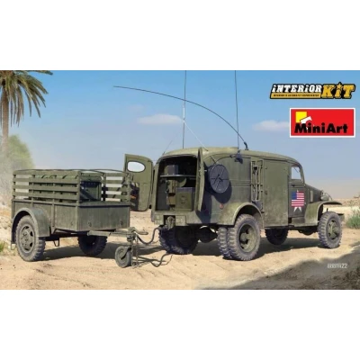 Afbeelding van 1:35 MiniArt 35418 U.S. Army K51 Radio Truck with K52 Trailer Interior Kit Plastic Modelbouwpakket