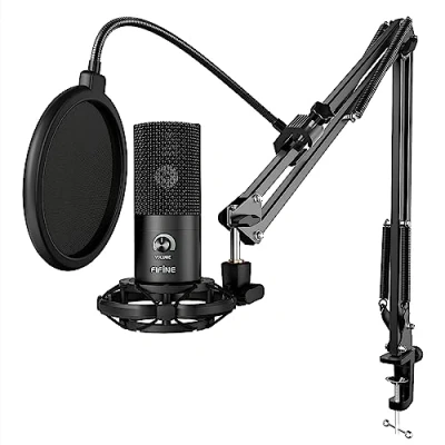 Image de FIFINE Studio Microphone USB à Condensateur pour Ordinateur, Kit de avec Bras Ciseau Réglable Support Suspension