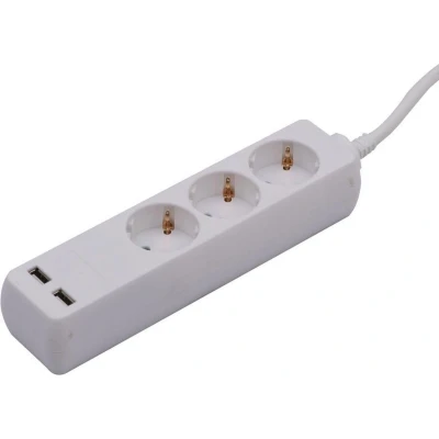 Afbeelding van V TAC VT 1124 2 3 voudige stekkerdoos USB IP20 Wit 1,5 m kabel