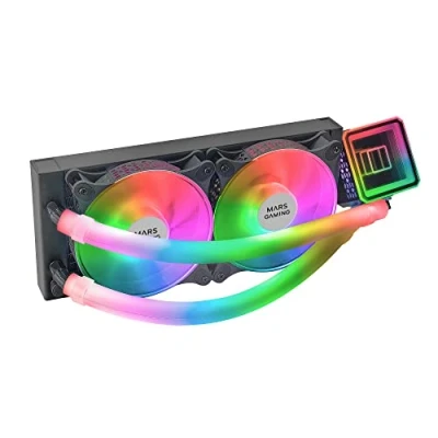 Afbeelding van Mars Gaming ML ULTRA240 Black, CPU vloeistofkoeler, TDP 500 W, Infinity Mirror, 2 stille FDB ARGB ventilatoren, buizen, universele multisocket, zwart