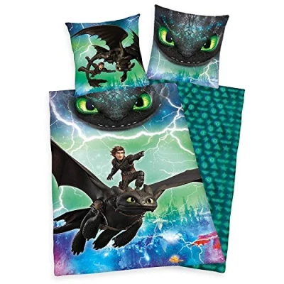 Afbeelding van Herding Dreamworks Dragons Beddengoedset, Omkeerbaar, Dekbedovertrek 135 X 200 Cm, Kussensloop 80 Katoen/Renforcé