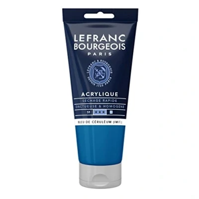 Image de Lefranc Bourgeois 300361 Fine Peinture acrylique Teinte bleu cölin Tube de 80 ml crémeuse à base d&#039;eau Séchage rapide Résistant la lumière Imperméable