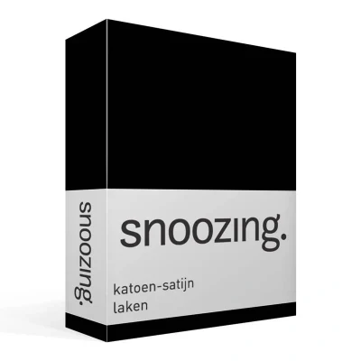 Afbeelding van Snoozing Katoen satijn Laken Lits jumeaux 240x260 cm Zwart
