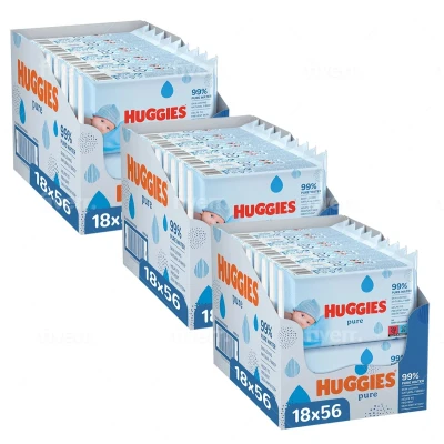 Afbeelding van Huggies Pure Billendoekjes 3024 babydoekjes 54 x 56