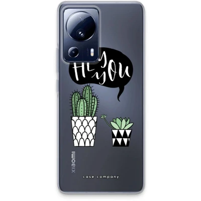 Afbeelding van Case Company® hoesje geschikt voor Xiaomi 13 Lite Hey you cactus Soft Cover Telefoonhoesje Bescherming aan alle Kanten en Schermrand