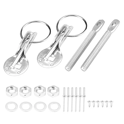 Afbeelding van Hood Lock Pin Cover Kit Cap Universele motorkap (Zilver)