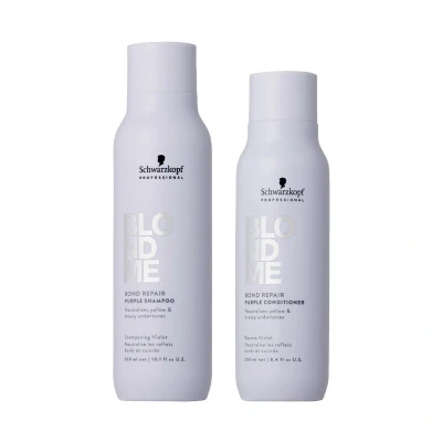 Afbeelding van Schwarzkopf BlondMe Bond Repair Purple Shampoo 300ml + Conditioner 250ml bundel/set/pakket