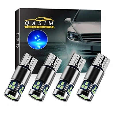 Afbeelding van Qasim 4 x T10 LED lampen W5W Canbus foutloos wedge 501 168 194 blauw 18 SMD voor auto koepellicht interieur leeslamp DC9 28V heteropolariteit constant