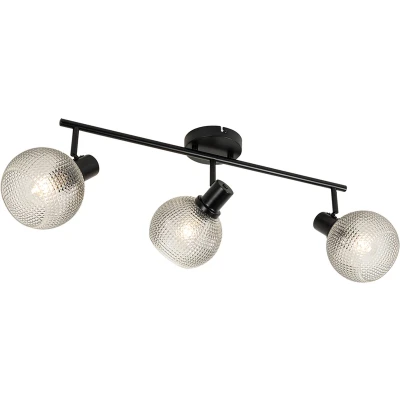 Afbeelding van QAZQA chico Design Plafondspot Spotje Opbouwspot 3 lichts L 75 cm Zwart Woonkamer Slaapkamer Keuken