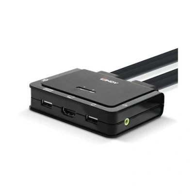 Image de Lindy 2 Port HDMI 18G, USB Type C, 2.0 &amp; audio Cable KVM Switch Commutateur écran clavier souris/audio x / 1 utilisateur local de bureau